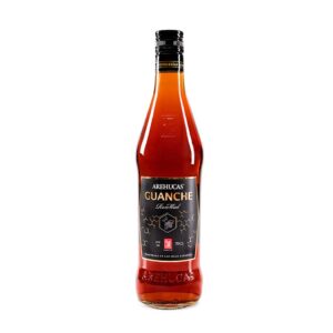 Ron Miel Arehucas botella 70cl sobre fondo blanco
