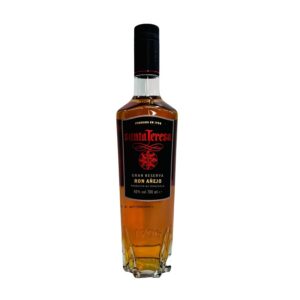 Botella de Ron Santa Teresa Gran Reserva de Venezuela, ron premium añejado con sabor suave y notas de madera y vainilla.