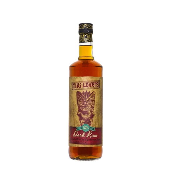 Botella de Ron Tiki Lovers Dark 700ml, ron especiado oscuro ideal para cócteles tropicales