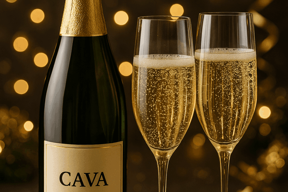 Copas de cava brindando en diferentes ocasiones, con botellas y decoración elegante.