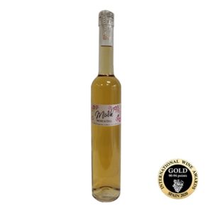 Botella de vino blanco dulce Mistik Moscatel, vino moscatel dulce de calidad disponible en Barcelona Wines Online