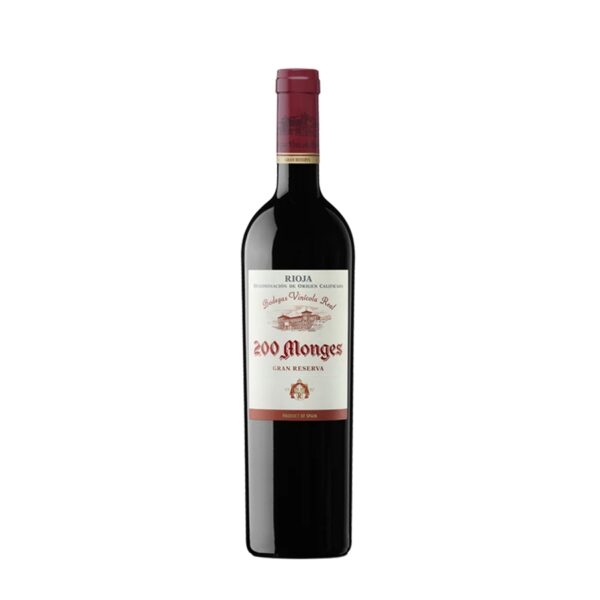 Botella de 200 Monges Gran Reserva, vino tinto de alta calidad, disponible en Barcelona Wines Online