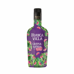 Crema de tequila Bianca Villa sabor sandía en botella rosa