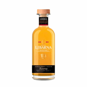 Botella de Grappa Libarna Riserva 18 Mesi, destilado italiano envejecido 18 meses en barrica