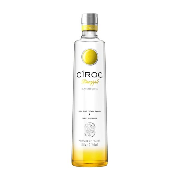 Botella de vodka Cîroc Pineapple de 700 ml con diseño elegante y sabor a piña tropical