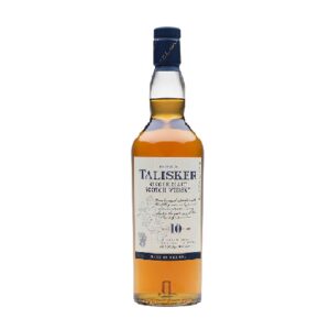 Botella de whisky escocés Talisker 10 Años Single Malt de la isla de Skye