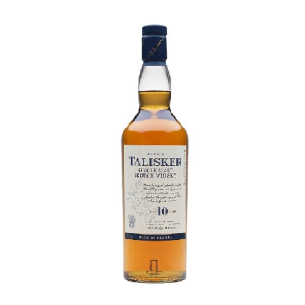Botella de whisky escocés Talisker 10 Años Single Malt de la isla de Skye