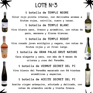 Lote Esencia Mediterránea con vinos Temple, cava Gran Palas, vermut y aceite gourmet Secret del Pi